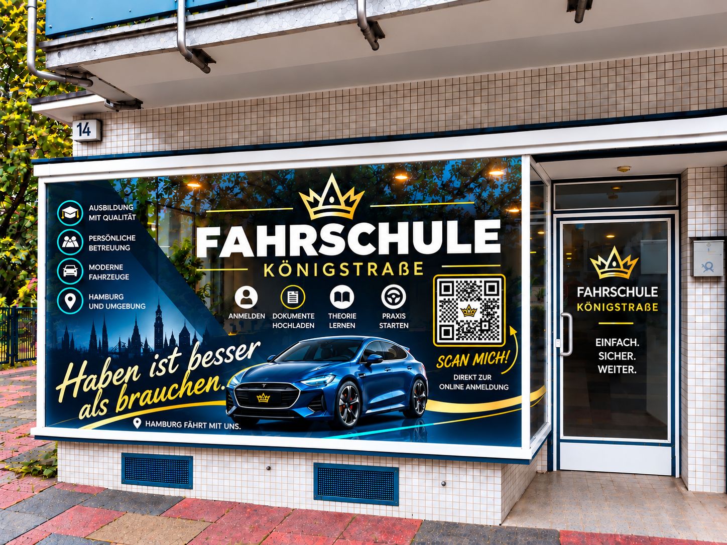 Schaufenster der Fahrschule Digital GmbH in Hamburg-Altona